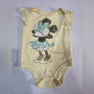Disney Baby 3PC LOT Minnie Mouse Daisy Duck Bodysuits Yellow Purple Girl used .